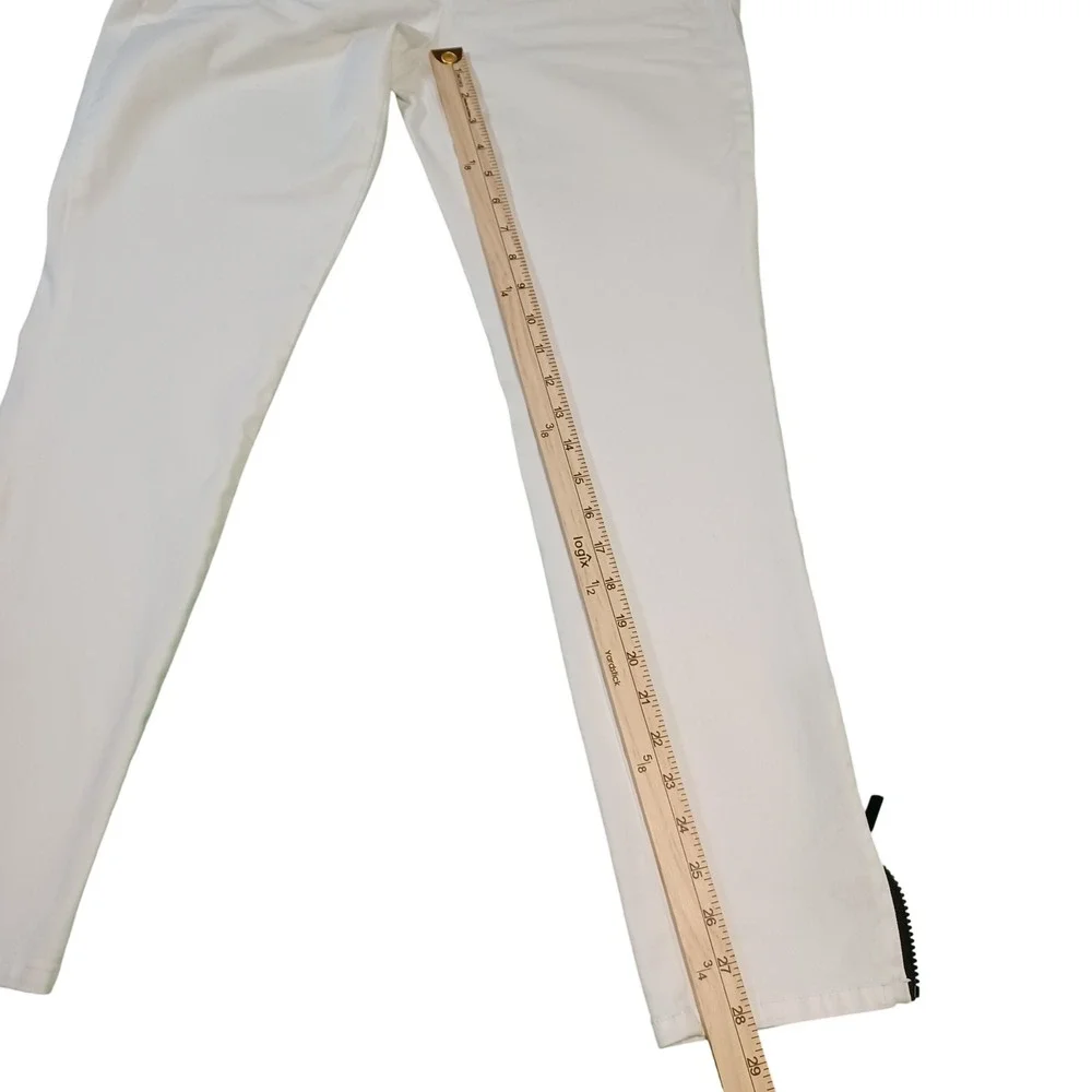 Michael Kors Womens White Moto Zipper Pants Slim Leg Ankle Zip Size‎ 12